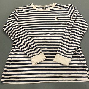 Blue and white stripe OVO long sleeve shirt L